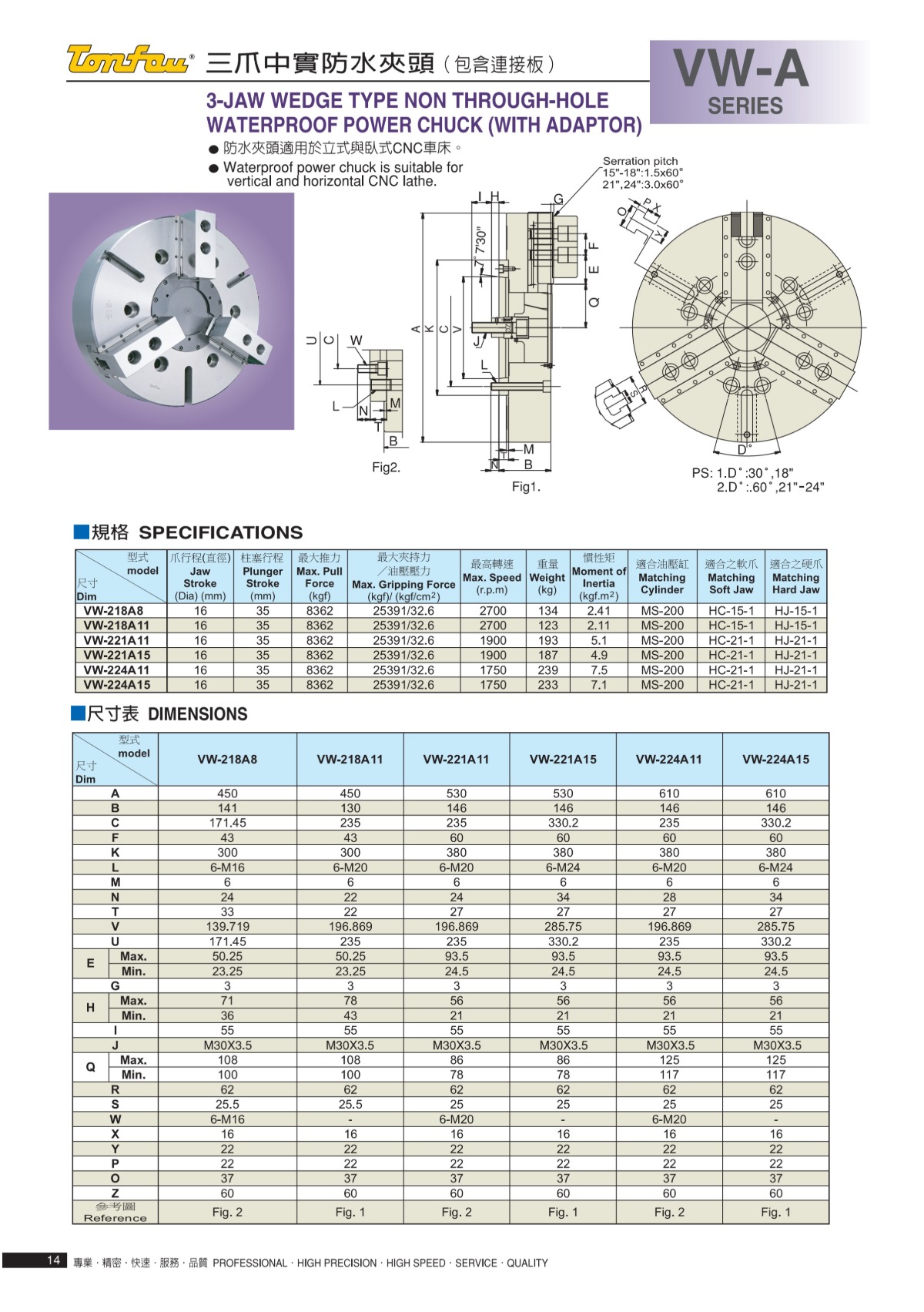 通福中實(shí)立車(chē)卡盤(pán)參數(shù)表